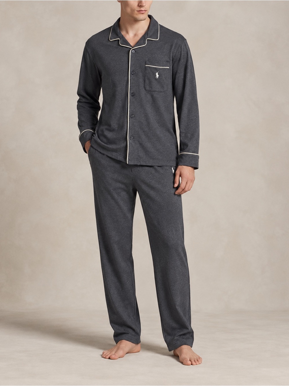 Polo Ralph Lauren Men’s Knit Pajama Set Charcoal Gray Pony Logo Small